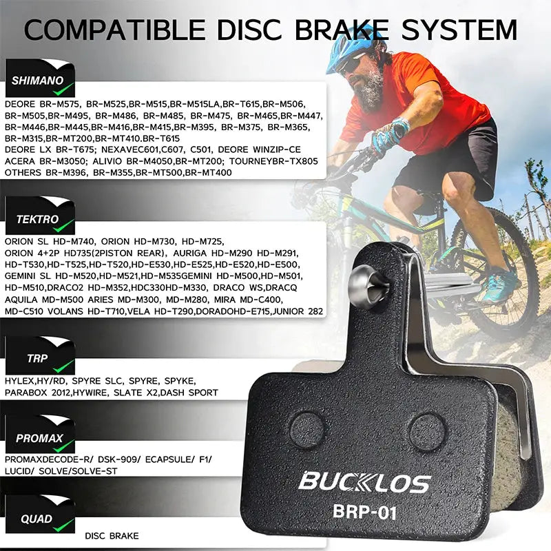 BUCKLOS Resin Disc Brake Pads For Shimano B01S B03S B05S Hydraulic MTB Wear Resistant