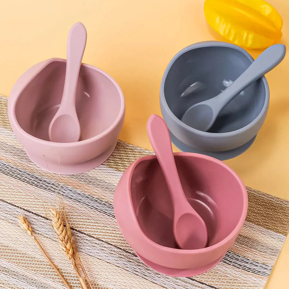 2 Piece Silicone Sucker Bowl Set For Infants And Toddlers With Strong Suction Base For Spill Free Mealtime