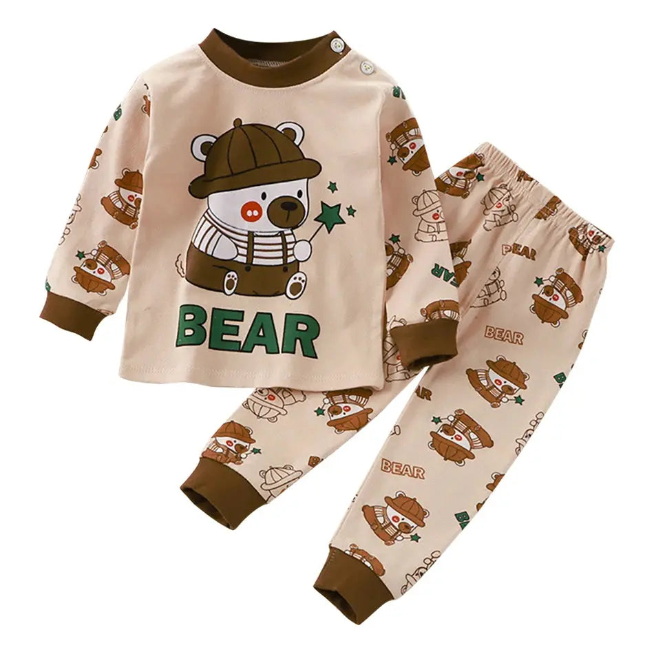 Cartoon Unicorn Kids Sleepwear Unisex Pajama Sets Durable Soft Warm Autumn Clothing Everyday Comfort