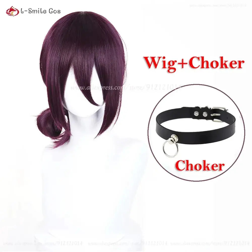 Anime Rezee Cosplay Wig 45cm purple, heat-resistant synthetic hair, with black choker by Simples Market