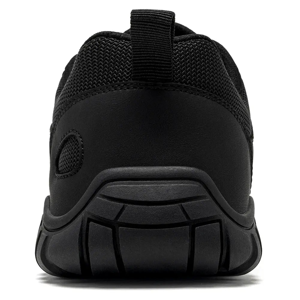 HOBIBEAR Unisex Wide-Toe Sneakers, black mesh upper with pull tab and rugged outsole