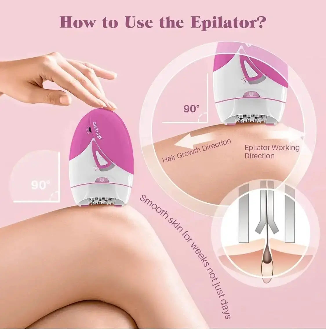 Kemei KM-189A epilator by Simples Market, pink USB rechargeable handheld hair remover for face, underarms and legs