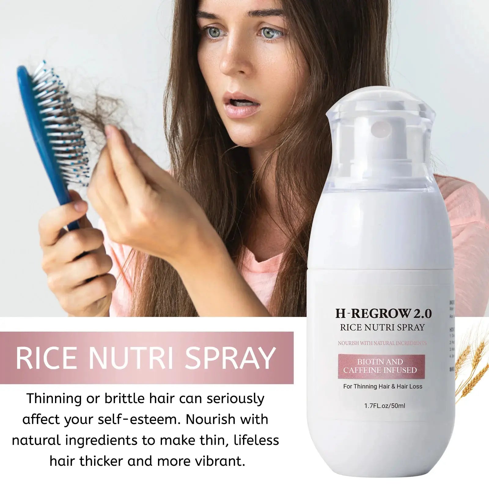 Rice Water Hair Spray For Thinning Hair Follicle Strengthening With Biotin And Caffeine Nourishing Hair Loss Prevention