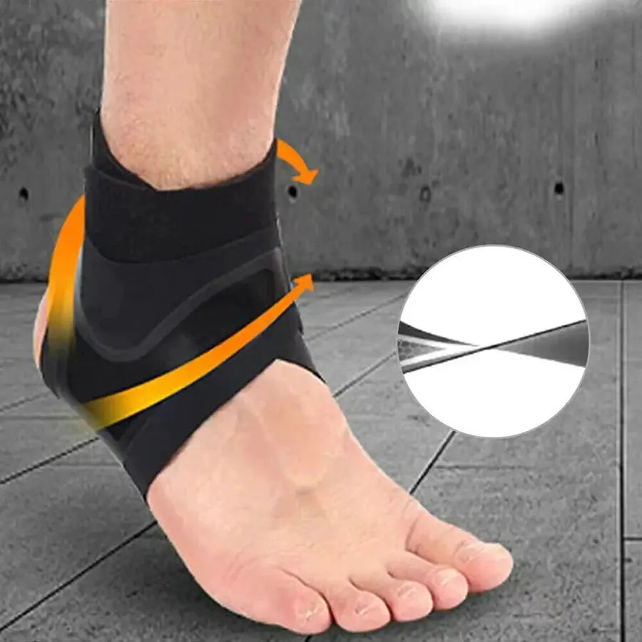 Ankle brace support compression sleeve, breathable black wrap with Velcro strap, 1 piece