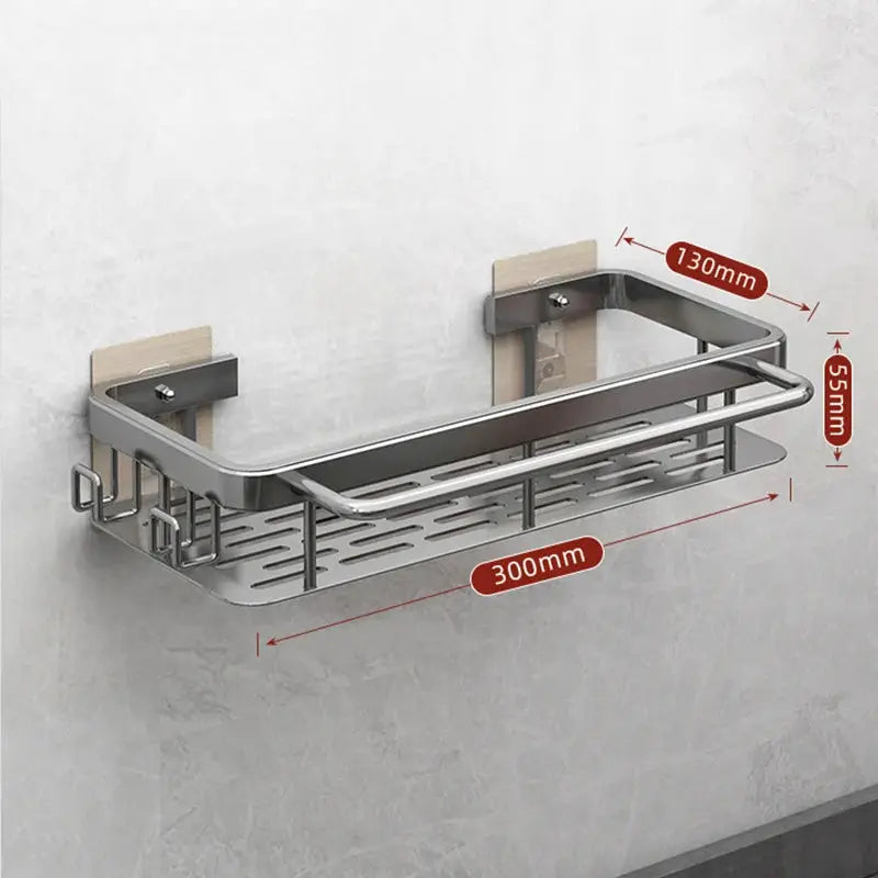Simples Market wall-mounted stainless steel kitchen drain rack; punch-free installation, 300mm wide x 130mm deep.