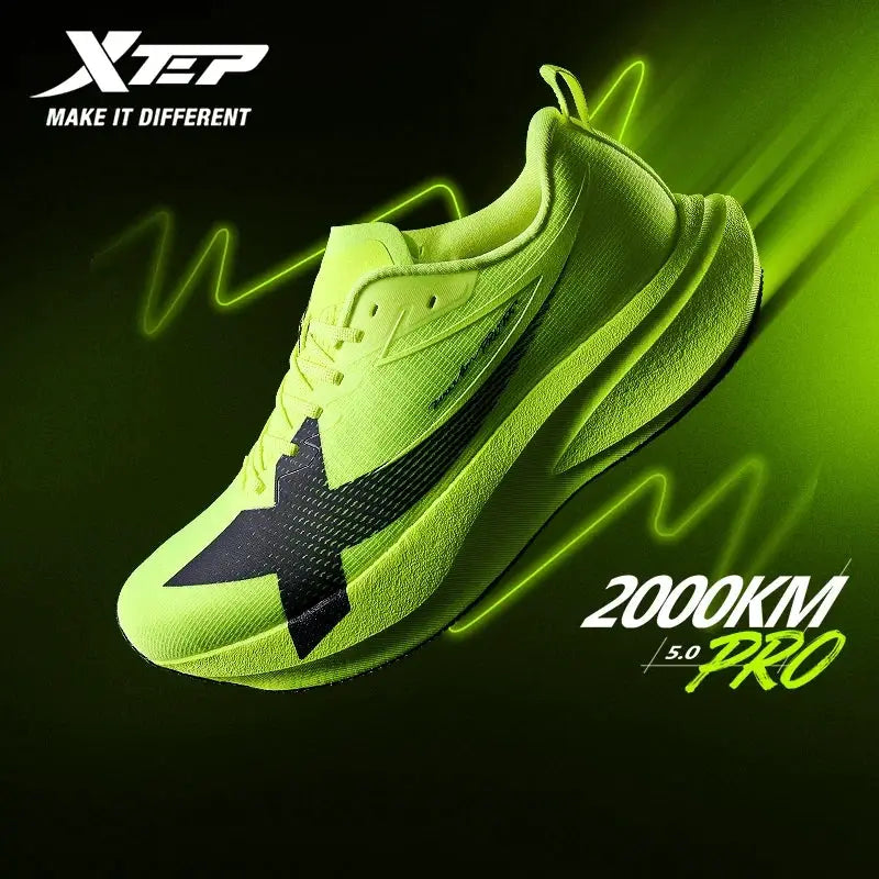XTEP men's lime green 2000KM PRO running shoe, lightweight with stability, Simples Market