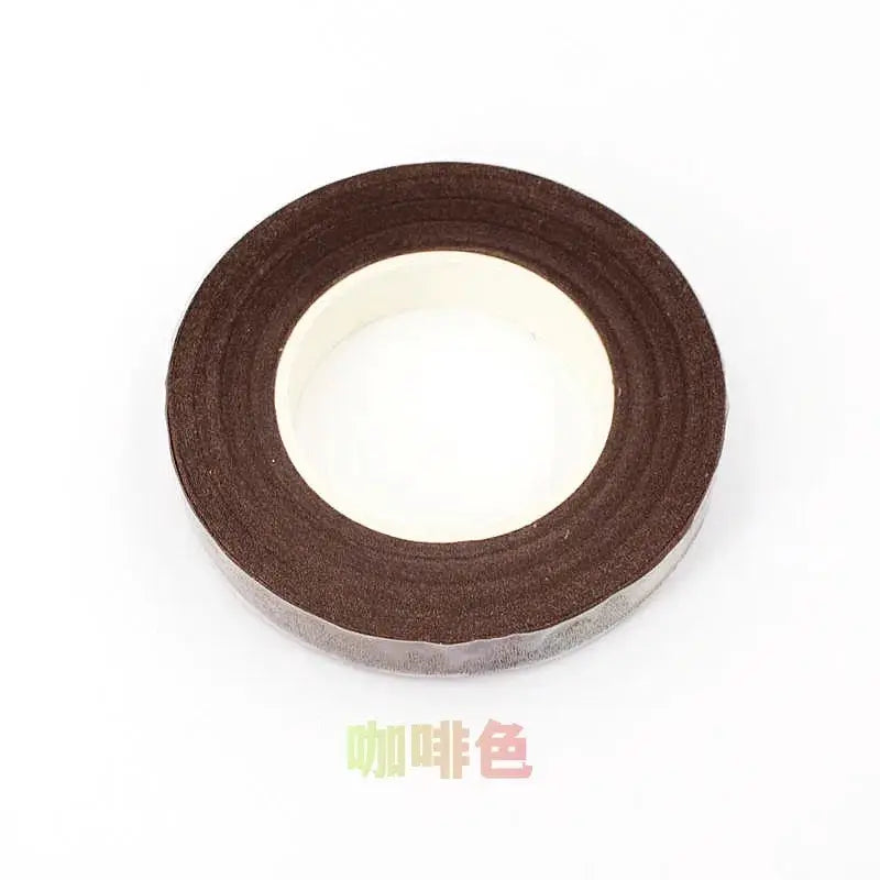Brown self-adhesive floriculture tape roll, 20m for bouquet stem wrapping and DIY floral projects