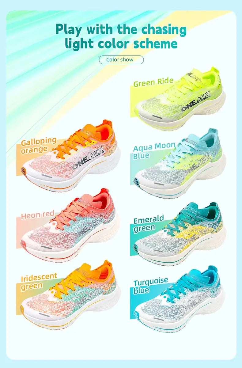 ONEMIX Marathon Carbon Plate running shoes, 8 colorways on display by Simples Market