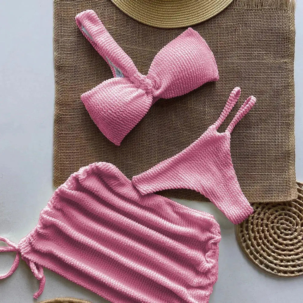 Polovedo 3 Piece Micro Bikini Set For Women Sexy Thong Swimsuit Brazilian Beachwear Bathing Suit