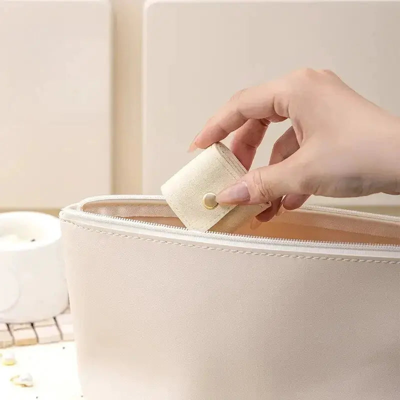 Mini Folding Leather Jewelry Bag For Earrings And Necklace Storage Portable Travel Jewelry Box
