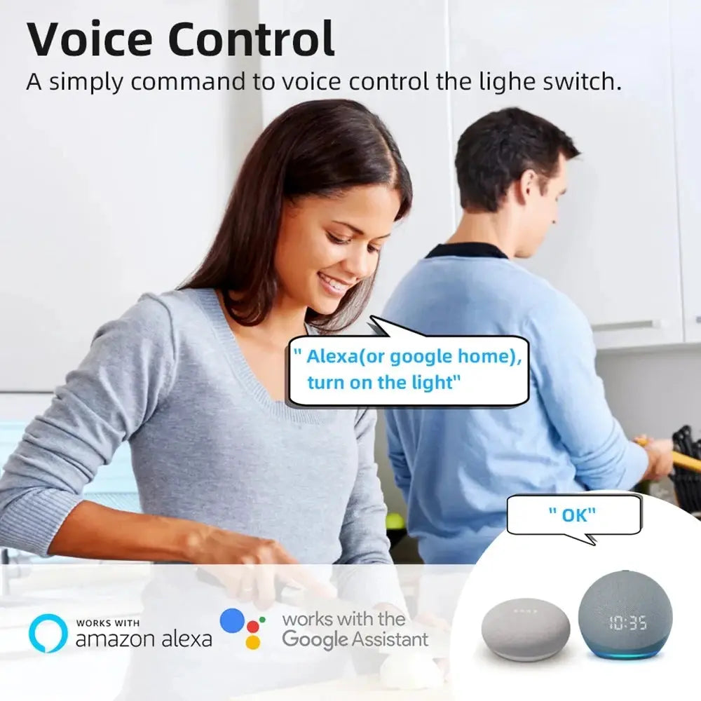 2-way Tuya Mini 16A WiFi smart switch module for Alexa and Google Home, compatible with Smart Life App