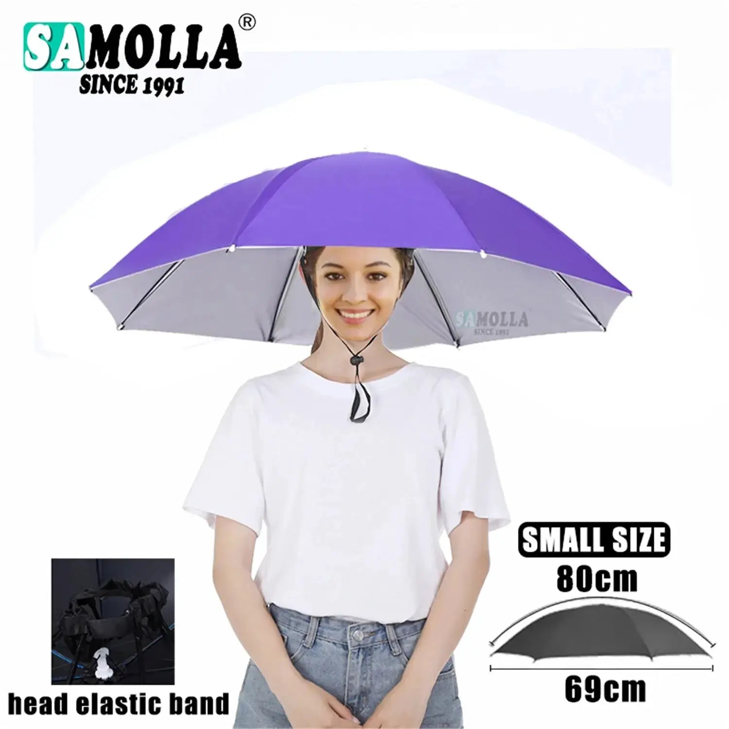 Foldable Rain Umbrella Hat With Sun Shade And Double Layer UV Protection Waterproof For Fishing Beach Hiking