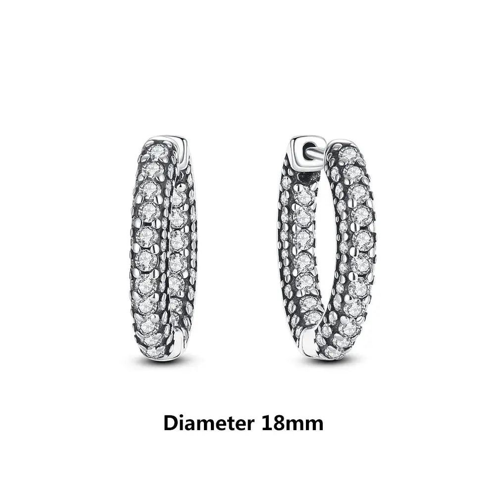 925 Sterling Silver Stud Hoop Earrings For Women Crystal Zircon Rose Gold Crown Heart Infinity Bee Design Jewelry