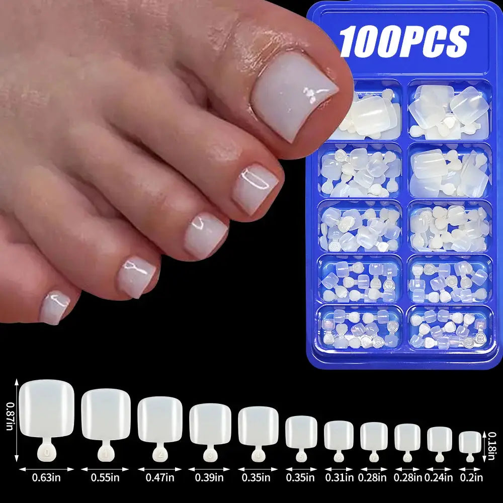 Nailuxe Light Pink Press On Nails Short To Medium Square Full Cover Tips 100 Piece Set For Hands And Feet
