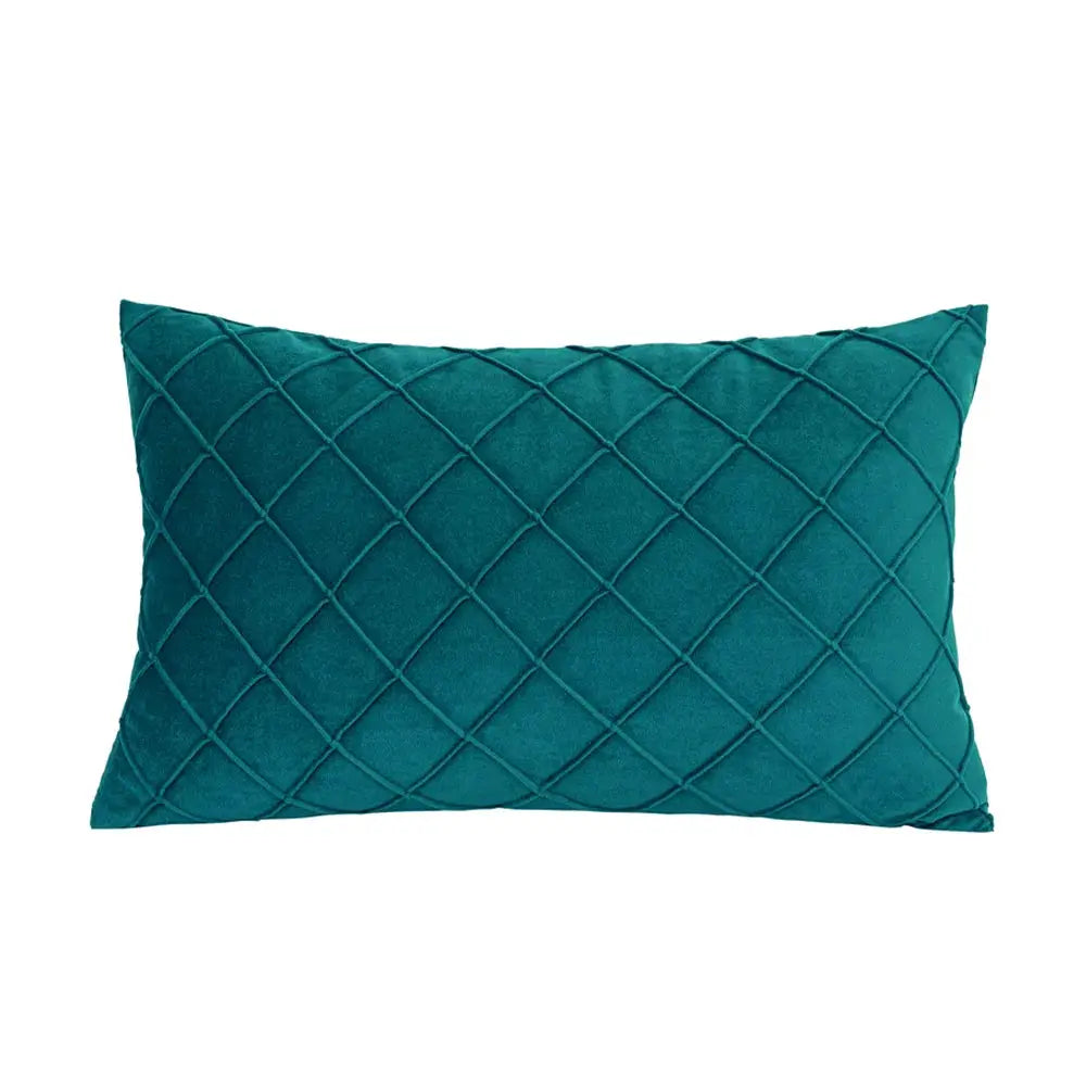 Rectangular pillow cover by Simples Market, teal diamond quilted 30x50 ultra-soft decorative sofa cushion