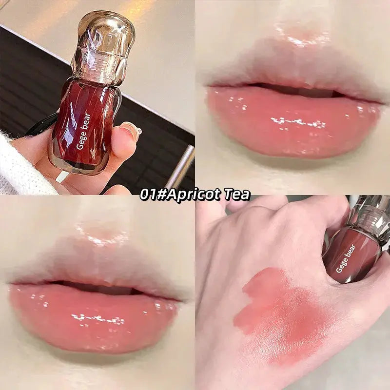 Gege Bear Crystal Gloss Lip Tint Autumn Winter Hydrating Formula Mirror Gloss Finish Youthful Plumping Effect