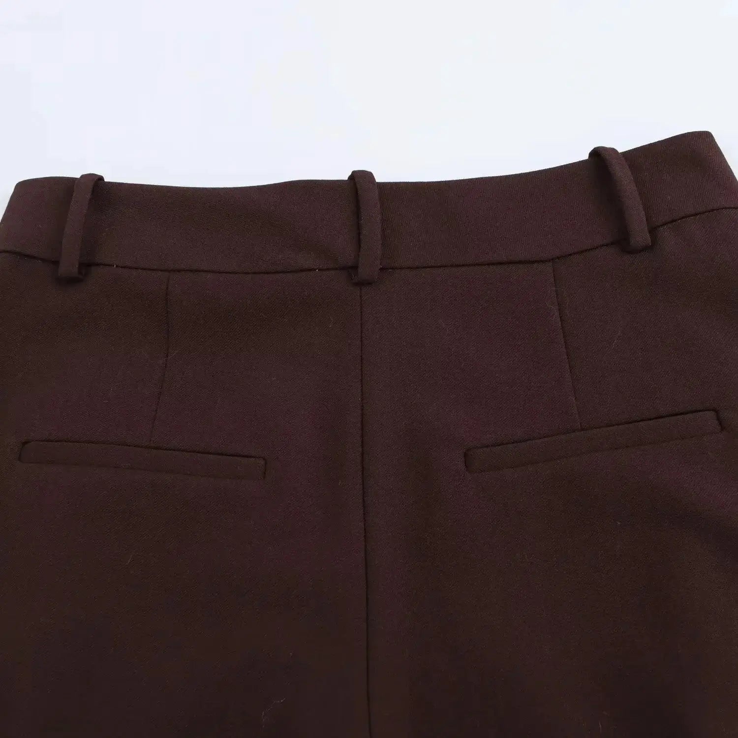 KONDALA burgundy tailored pants with back welt pockets