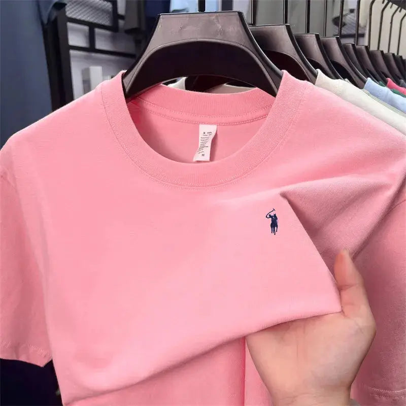 100% cotton men's short sleeve T-shirt fashion brand Paul Pony embroidery summer new high-end comfortable casual round neck top