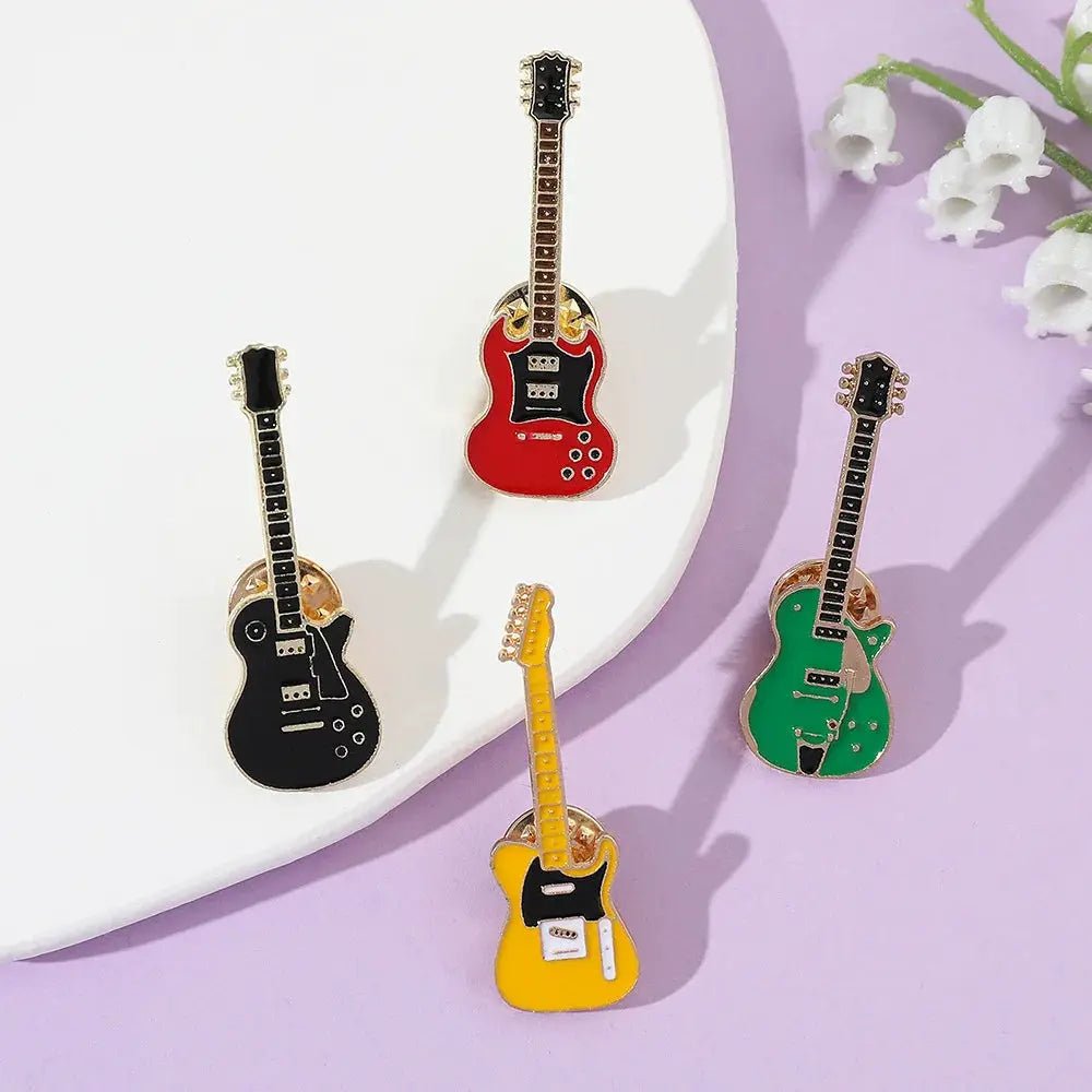 ZAKOL Vintage Metal Enamel Guitar Brooch Unisex Fashion Pin Gift For Men Women Musical Instrument Accessory - Simples Market