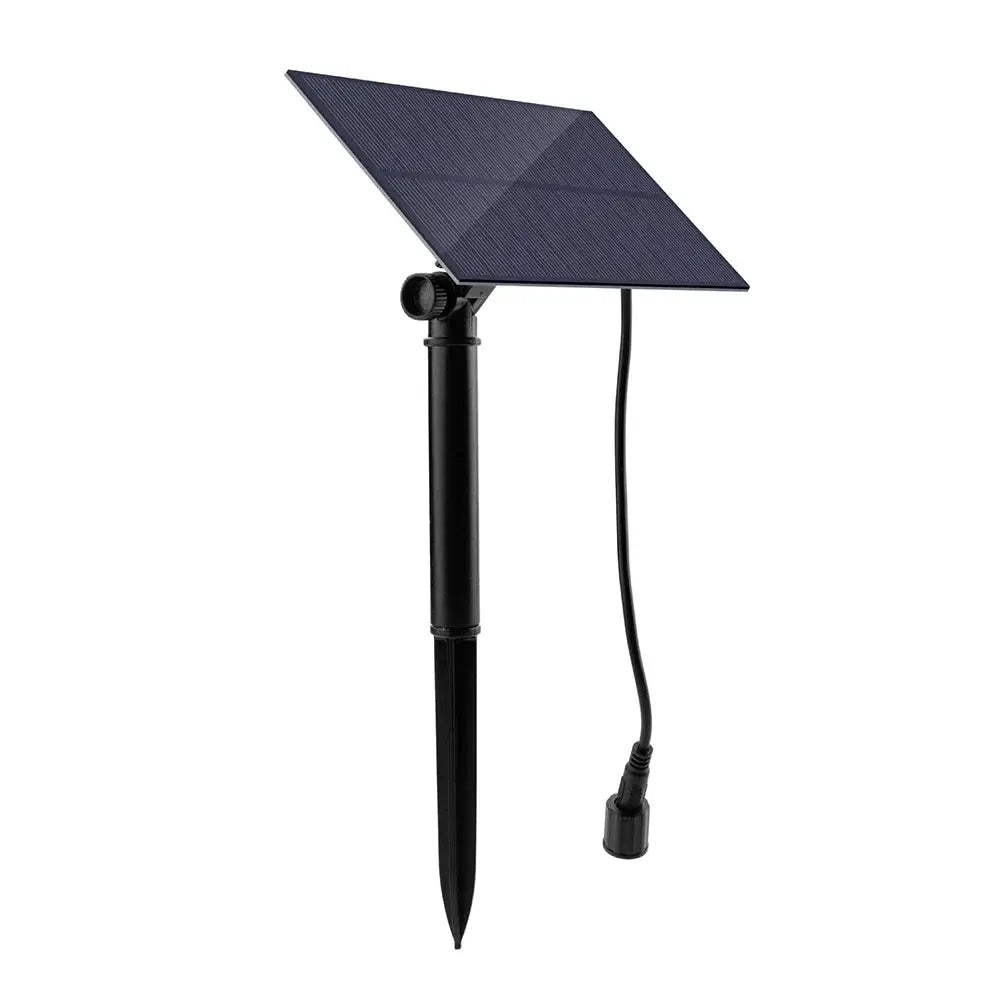Solar-powered water fountain stake with solar panel and pump, black stake, Simples Market