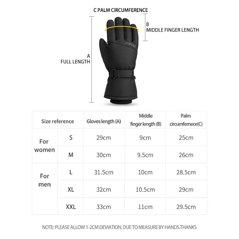 Copozz Adult Warm Winter Ski Gloves Waterproof 3M Thinsulate Snowboard Thermal Motorcycle Cycling Gloves Men Women