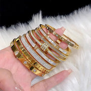 Elegant 8 Piece Stainless Steel Bracelet Set With Rhinestone Embellishments For Everyday And Holiday Wear