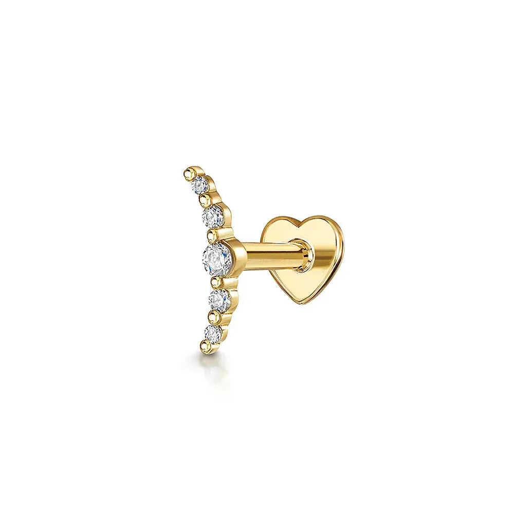 AIDE heart curved helix piercing earring with zircon stones and a gold-tone finish