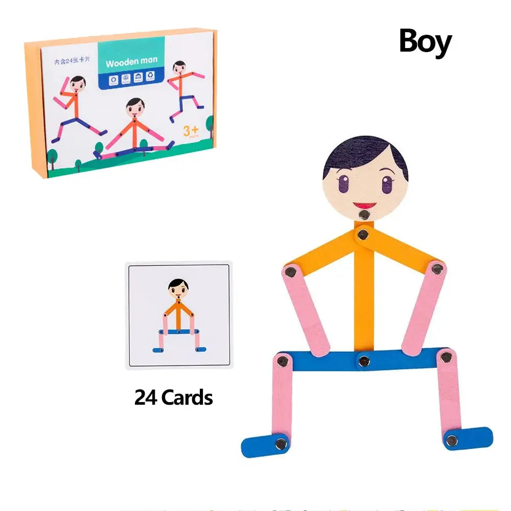 Sport Wooden Man DIY Puzzle Toy For Kids Educational Board Game For Early Learning And Fine Motor Skill Development