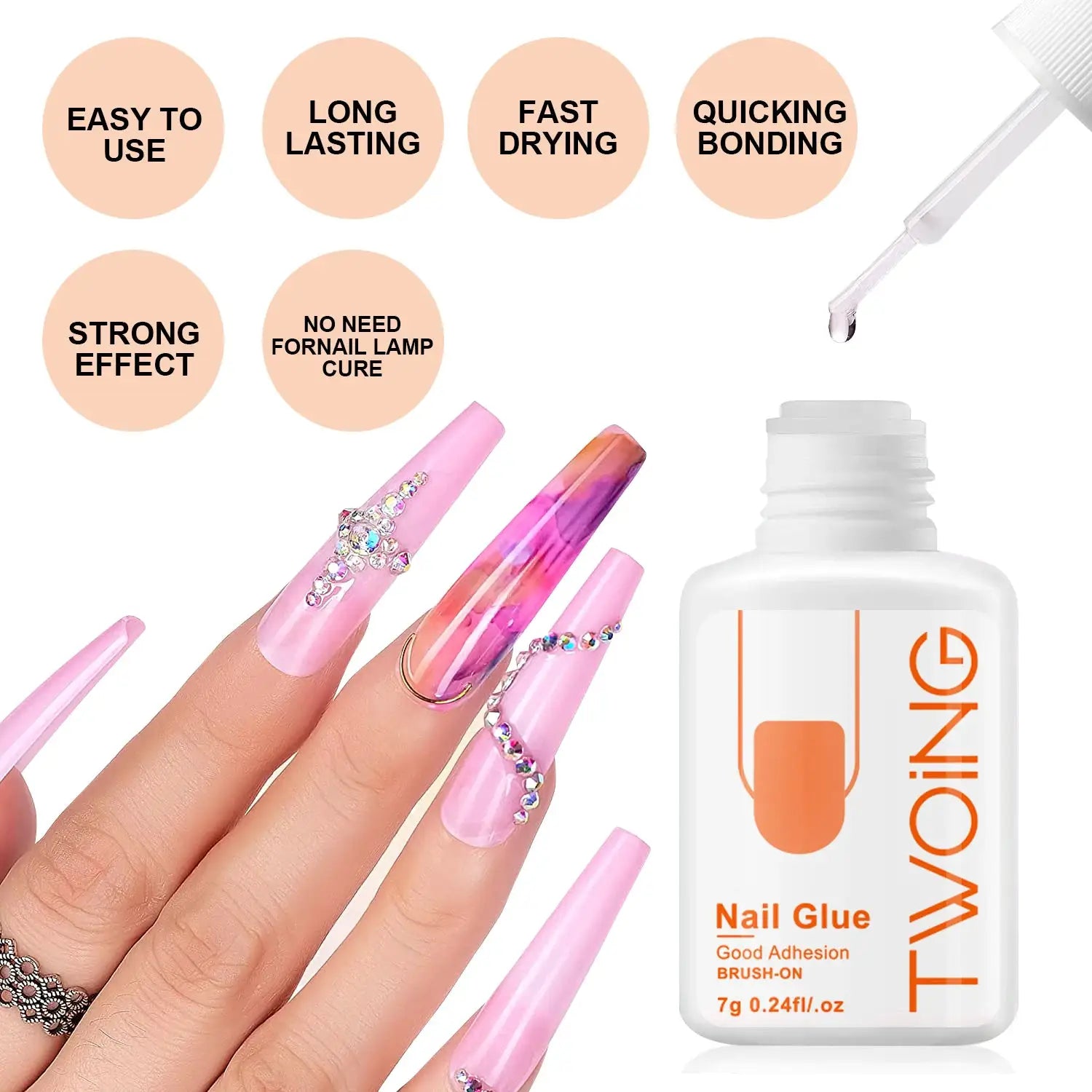 GlamNail Pro 7G Super Strong Nail Glue For False Nails And Acrylic Tips Long Lasting Adhesion