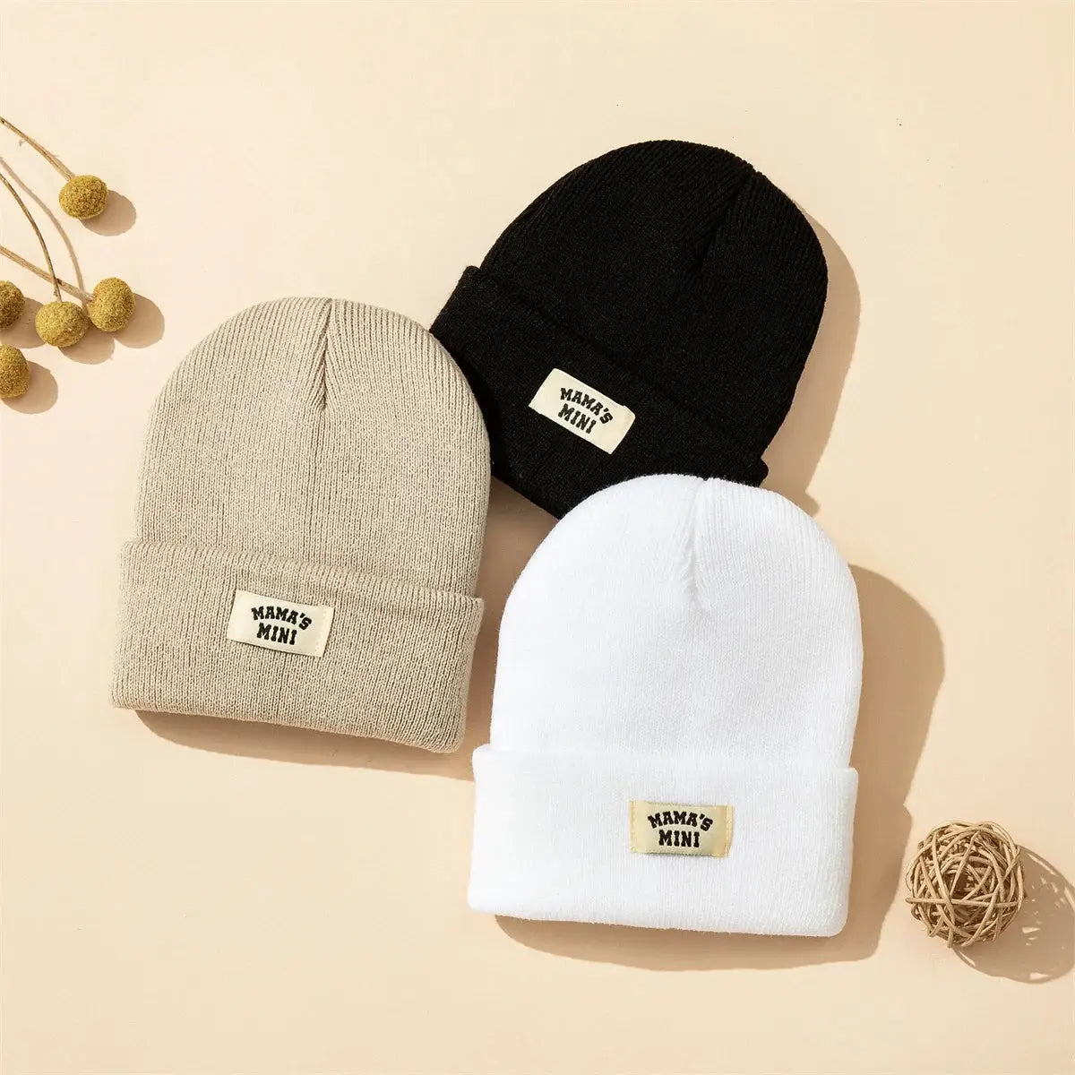 Clearance 3 Piece Set Baby Knitted Hat Winter Warm Cap With Letters Unisex For Boys And Girls Ages 0 To 24 Months