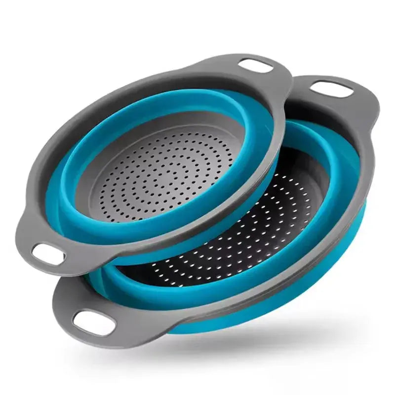 Silicone Folding Drain Basket for Washing Fruits and Vegetables, Collapsible Colander, Foldable Kitchen Strainer