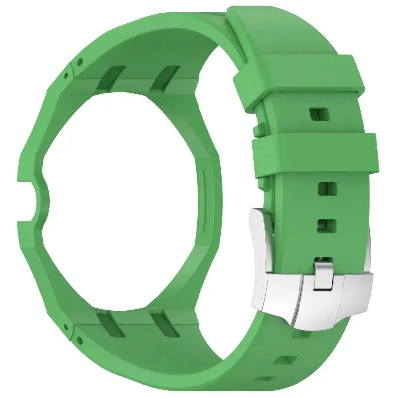Green silicone watch strap with metal buckle for Swatch X AP Royal Pop pocket watch