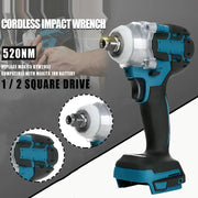 Half Inch 520 Nm Brushless Cordless Impact Wrench Kit With 18V Battery And Toolbox Set
