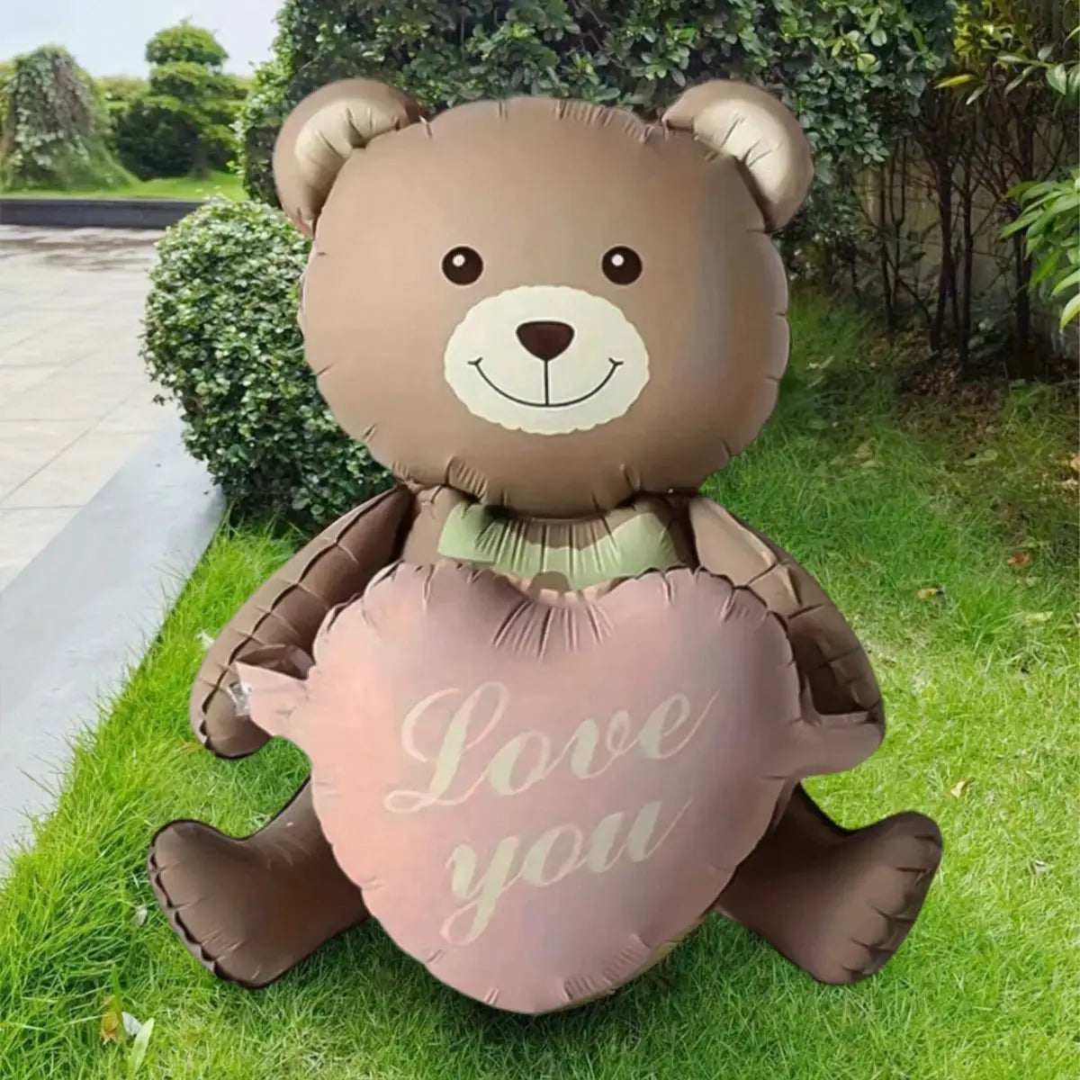 3D Lying Cartoon Matte Heart Bear Aluminum Film Balloon For Birthday Party Valentines Day Baby Shower Decor