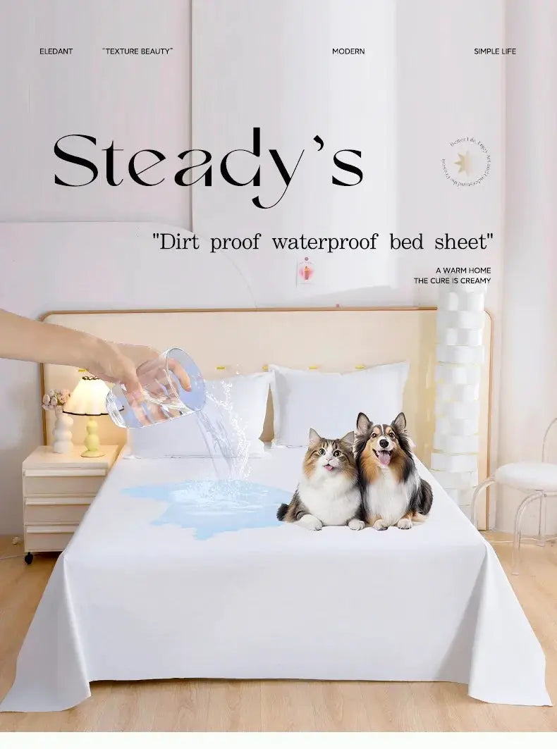 Bed flat sheet TPU waterproof mattress cover, white; Steady's by Simples Market