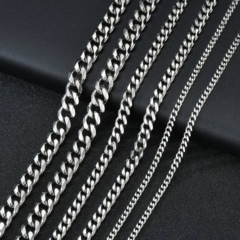 3.5 To 7mm Wide Stainless Steel Cuban Link Necklace For Men And Women Hip Hop Fashion Accessory
