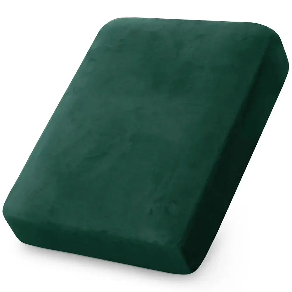 Velvet sofa cushion cover for living room, emerald green, stretchy slipcover by Simples Market