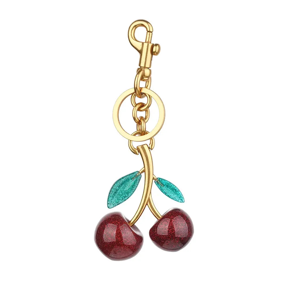 Crystal Cherry Charm Bag Pendant Keychain Lightweight High Grade Metal Accessory For Women