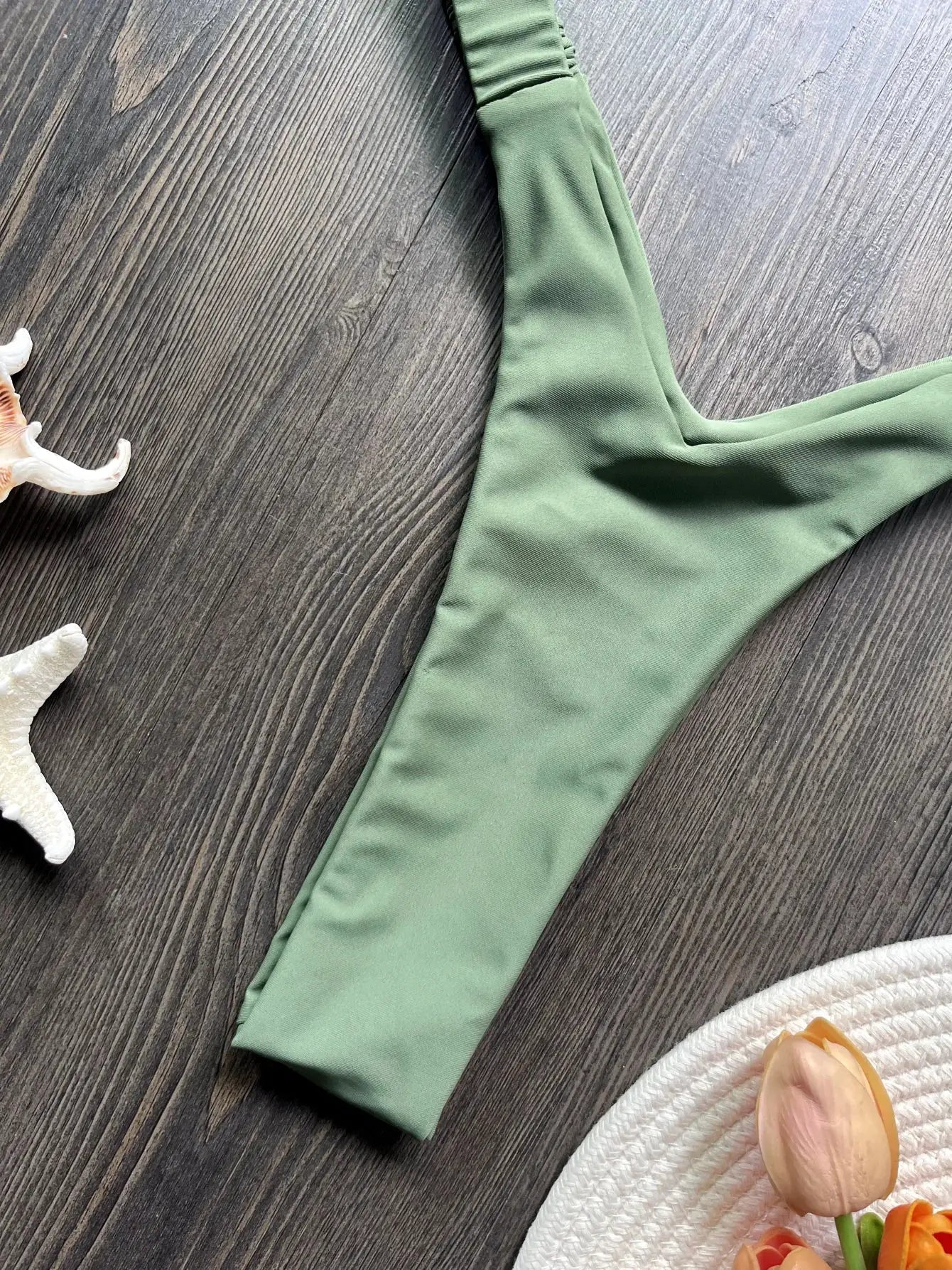 Green micro bikini bottom thong style swimwear for women