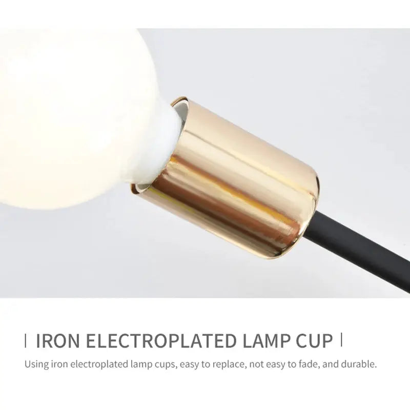 Retro industrial LED ceiling lamp with iron electroplated copper cup and black cord