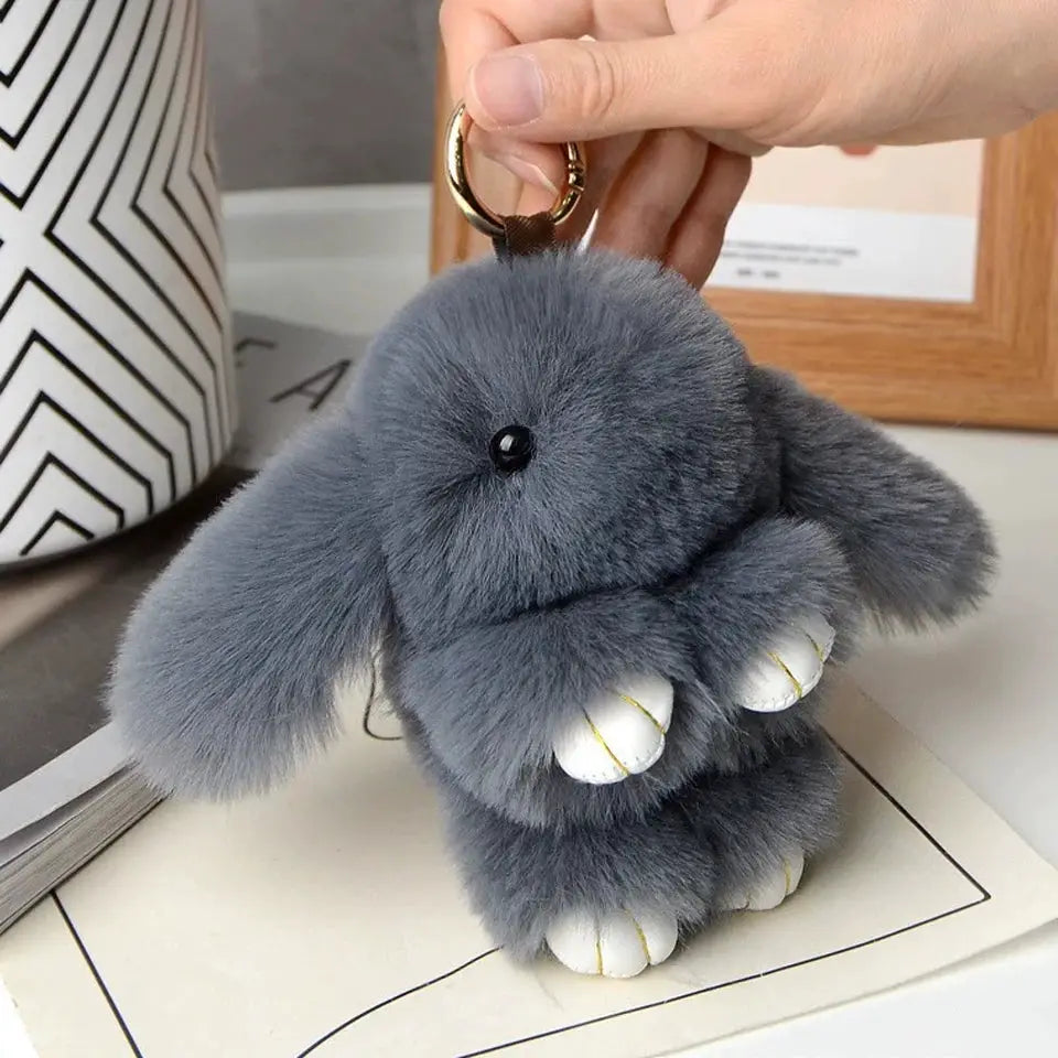 15cm Women's Rabbit Fur Keychain Bag Charm Car Pendant Jewelry Decoration Fashion Accessory