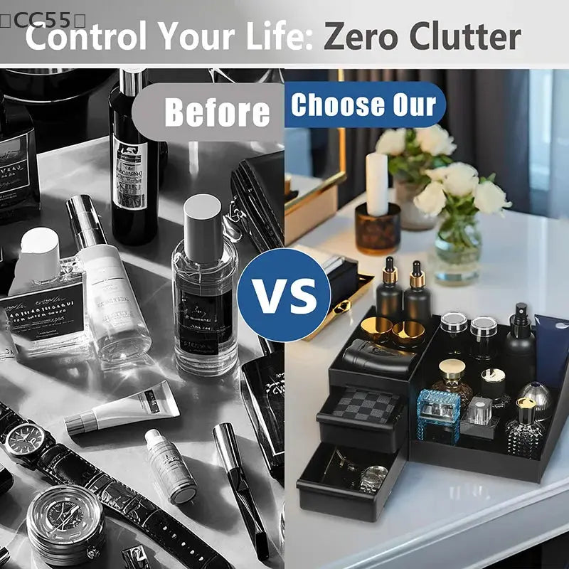 CC55 Cologne Organizer for Men and Dresser, Perfume Stand, Bathroom Countertop Organizer with Drawers