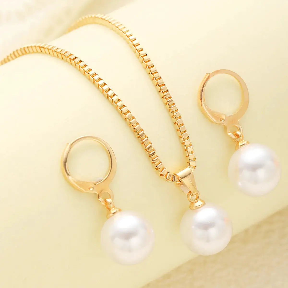 Fashion Pearl Jewelry Set For Women Dangle Earrings And Pendant Necklace Simple Dainty Daily Wear Party Accessories
