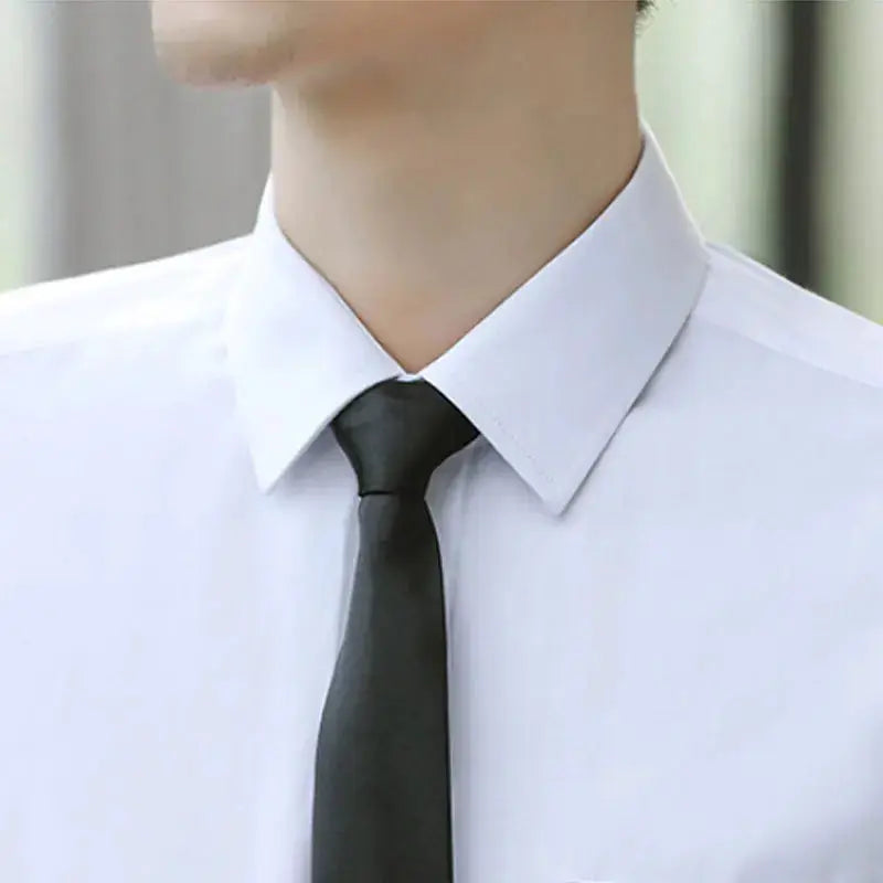 Simples Market men's white dress shirt, long sleeve, slim fit, breathable, business casual.