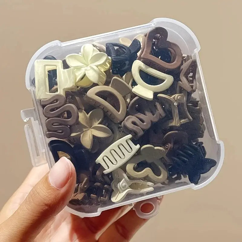 Beige Bloom Geometric Pattern Small Hair Clips Pack Lightweight Cute Girl Accessories For Everyday Use