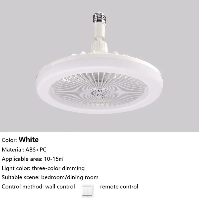 IRALAN modern ceiling fan with LED light, white ABS+PC finish