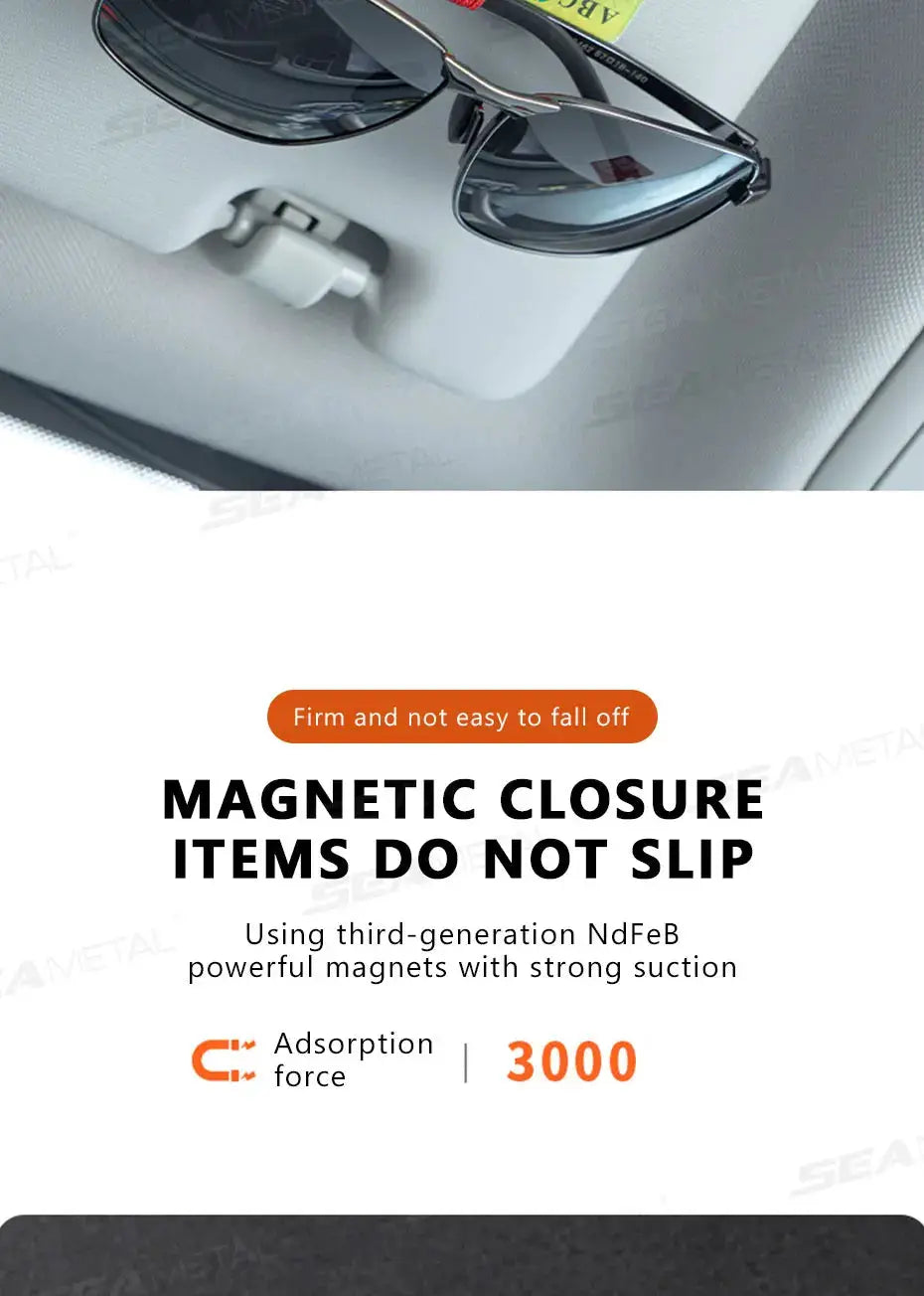 BLALION car sun visor clip by Simples Market; PU glasses holder for sunglasses, clips to visor.