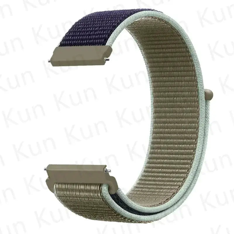 Nylon loop watch strap by Simples Market for Redmi Watch 5 Active / Xiaomi Watch S4, 20–22mm, khaki with mint edge