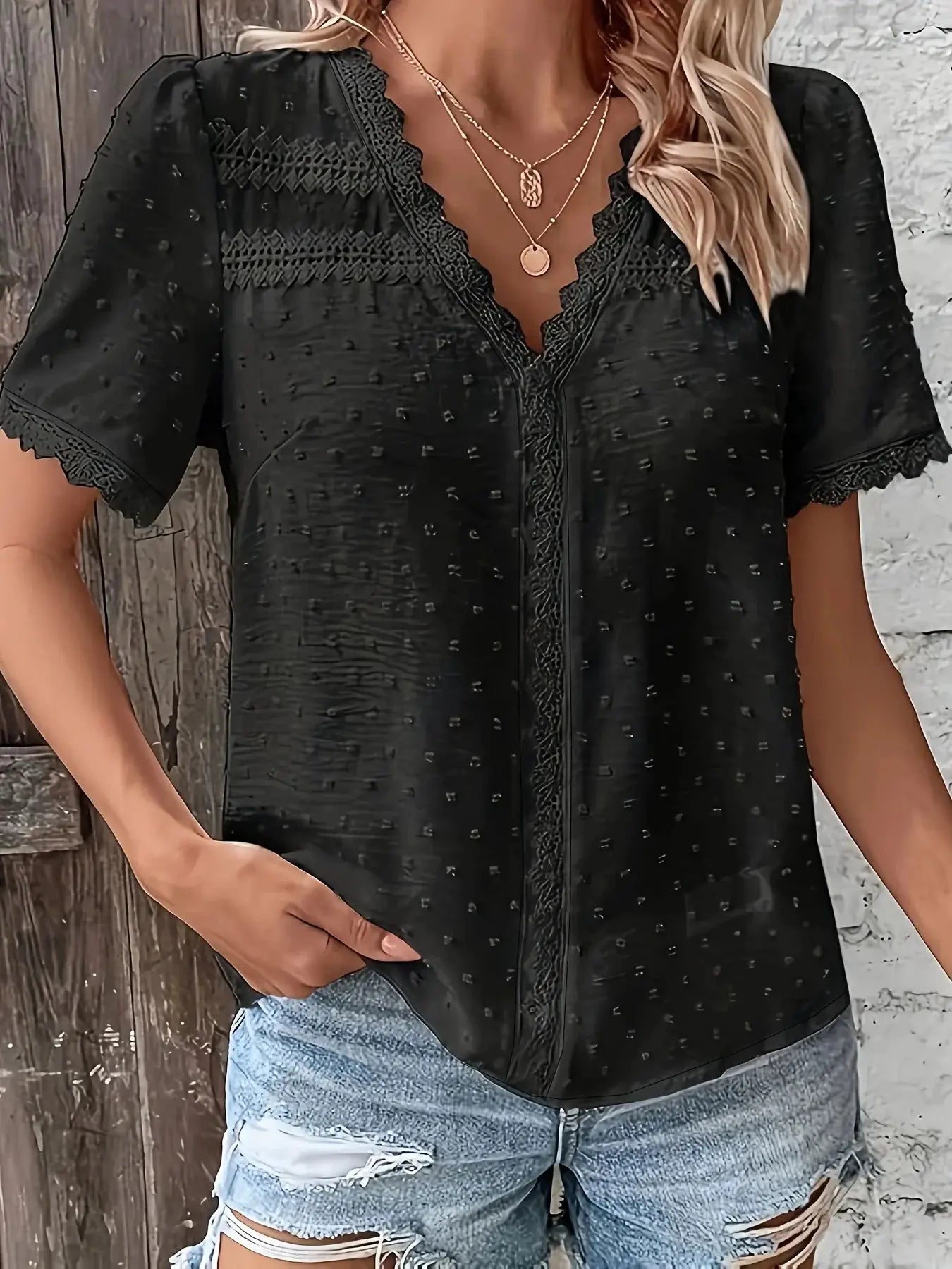 LuxeWear Women Plus Size Loose Fit Shirt Breathable Polyester Tatting Weave For All Day Comfort