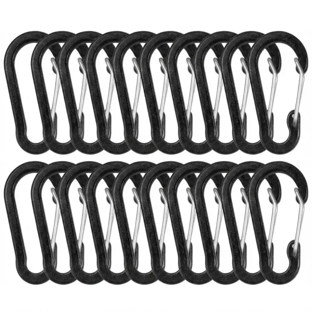 10-pack black S-type locking carabiner clips with silver gates for jewelry accessories